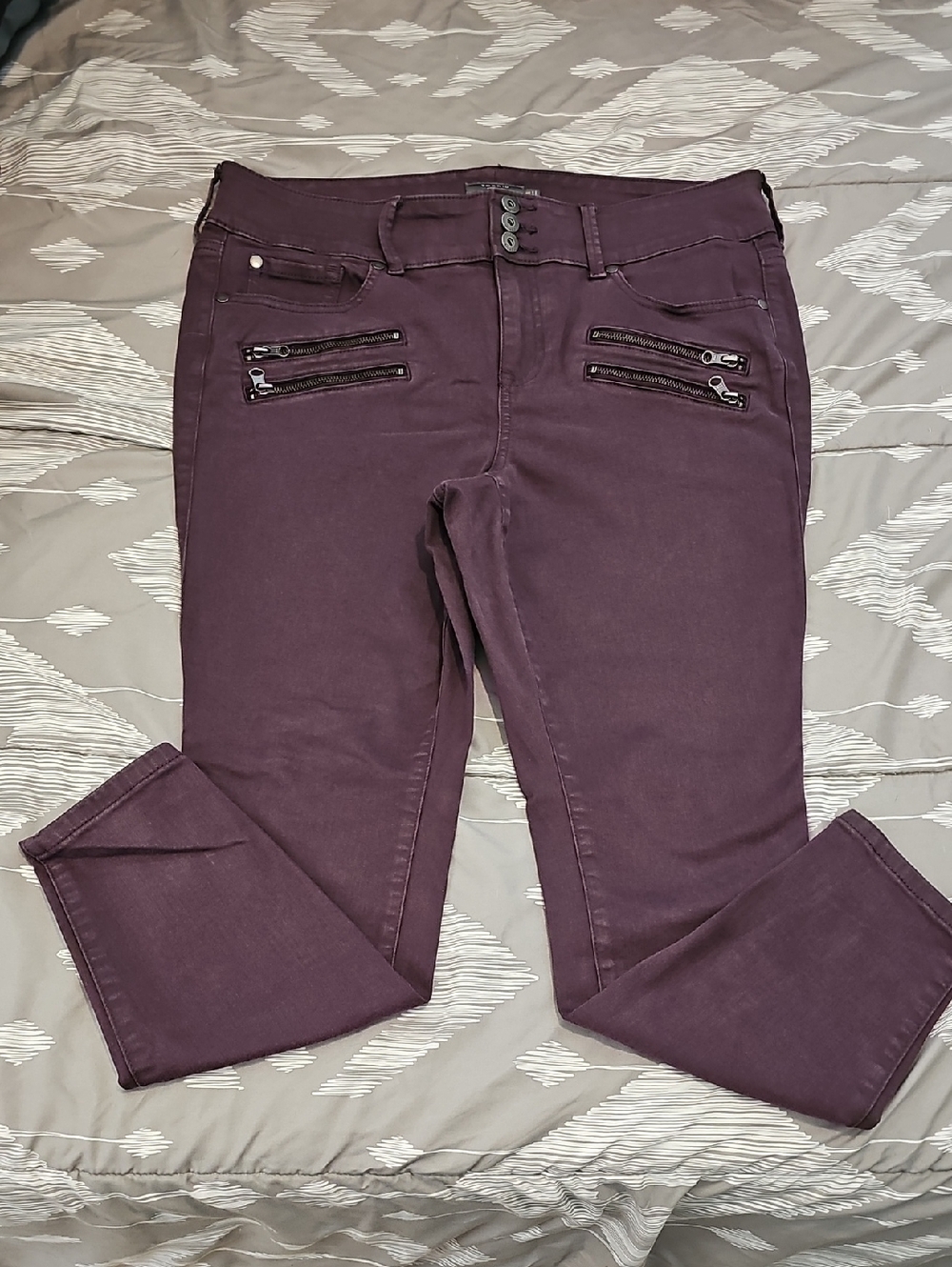 Torrid Dark Purple Skinny Jeans with Zipper Details